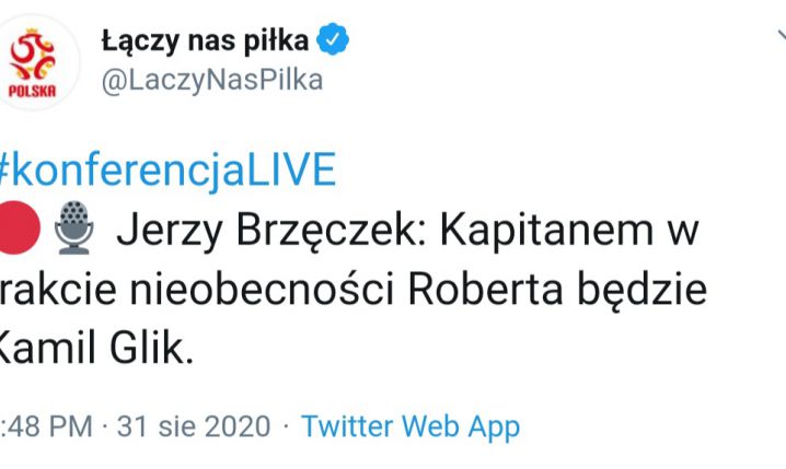 NOWY KAPITAN reprezentacji Polski na czas nieobecności Lewego!